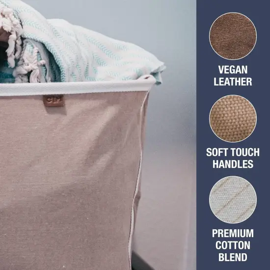 Collapsible Laundry Basket Hamper - LUXE Mocha 2-Pack 60L - Space Saving Storage Organizer with Handles Foldable Home Organization {3}