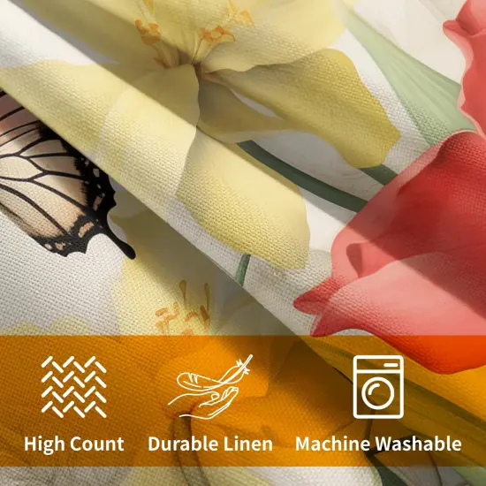 Spring Summer Flower Outdoor Decorative Pillow Covers 18x18 Inch Set of 2 Floral Butterfly Throw Pillows Spring Farmhouse Pillowcases Cotton Linen Cushion Covers for Couch Bed Sofa Chair Home Decor {2}