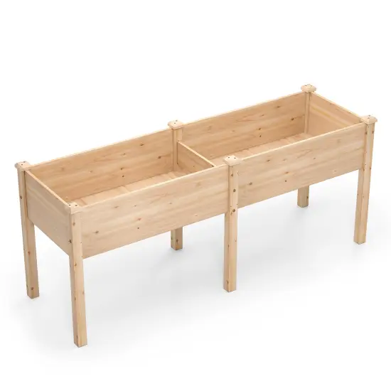 Fir Wood Raised Garden Bed with Large Planting Space and Good Drainage Holes Natural {8}