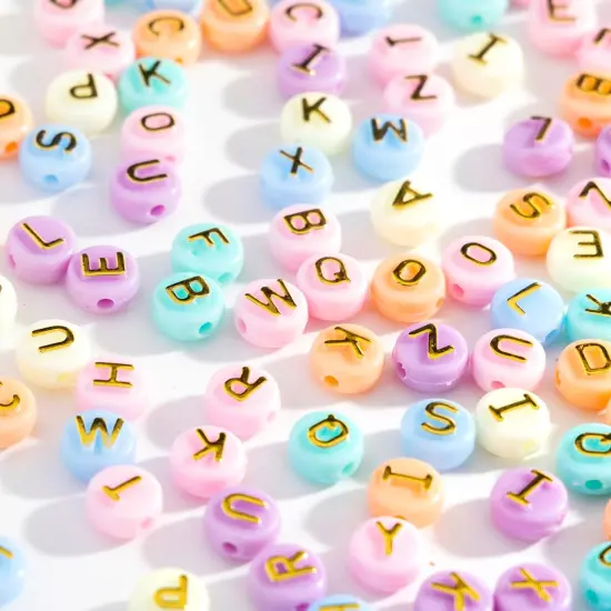 Mix Candy Color Acrylic Raised Round Large Hole Letter Alphabet Beads Flat Disc Coin for DIY Friendship Bracelet Necklace Jewelry Making Supplies Kit Bulk {2}
