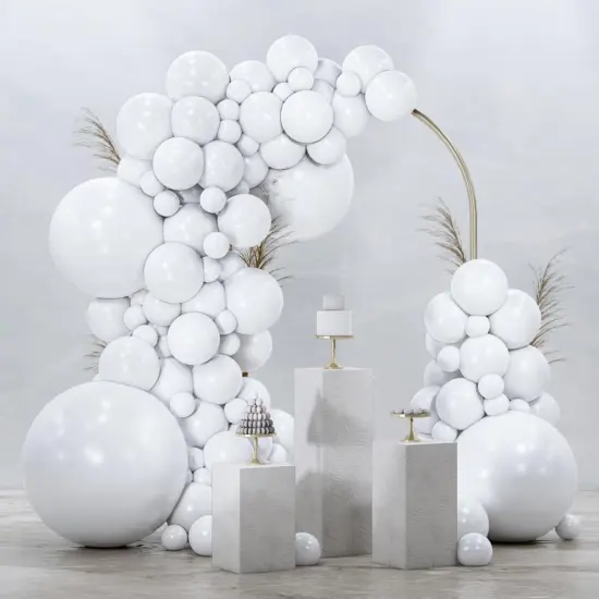 White Balloons 99 pcs Different Sizes Pack of 36 18 12 10 5 Inch Matte White Latex Balloon Arch Kit Garland for Wedding Bridal Graduation Baby Shower Birthday Party Decorations White-Y13 {1}