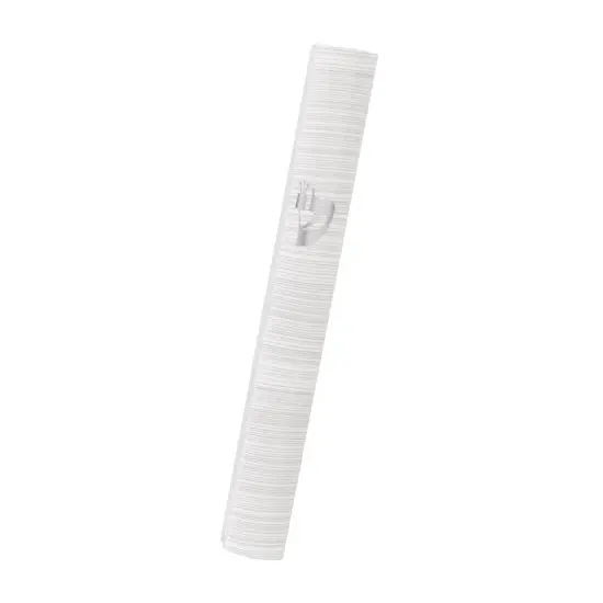 Aluminum Mezuzah Textured Antique White with Silver Shin {1}