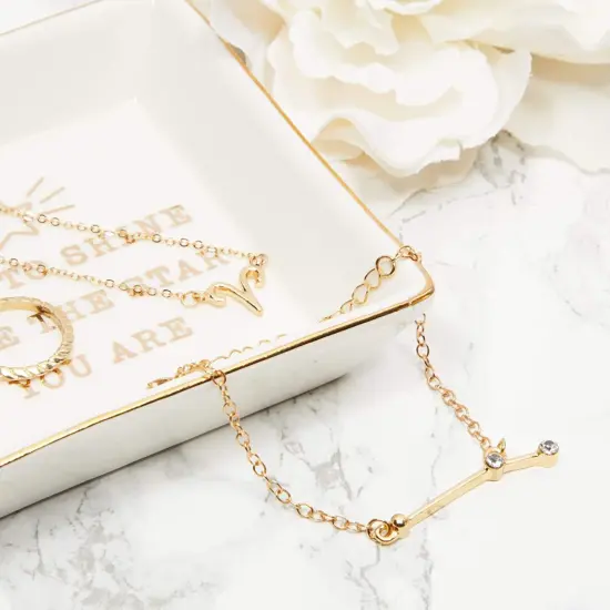 Aries Zodiac Necklace and Bracelet, Gold Constellation Astrology Jewelry Gift Set for Women {3}