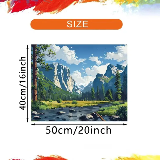 Yosemite National Park Paint by Numbers for Adults, Mountains Landscape Paint by Number Kits, Forest River Fir DIY Oil Painting for Gift Home Decor(16X20inches, No Frame) {5}