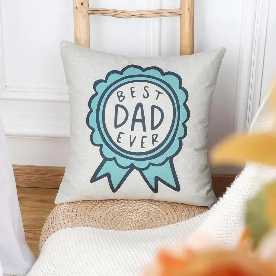 Father Gift Best DAD Ever Throw Pillow Cover with Medal Pattern 18 x 18 Inch, Birthday for Dad {3}
