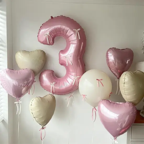 Pink White Heart Balloons,12Pcs Baby Pink Cream White Heart Shaped Foil Balloons,18Inch Light Pink Sand White Helium Mylar Balloon for Baby Shower Birthday Anniversary Wedding Party Decorations {4}