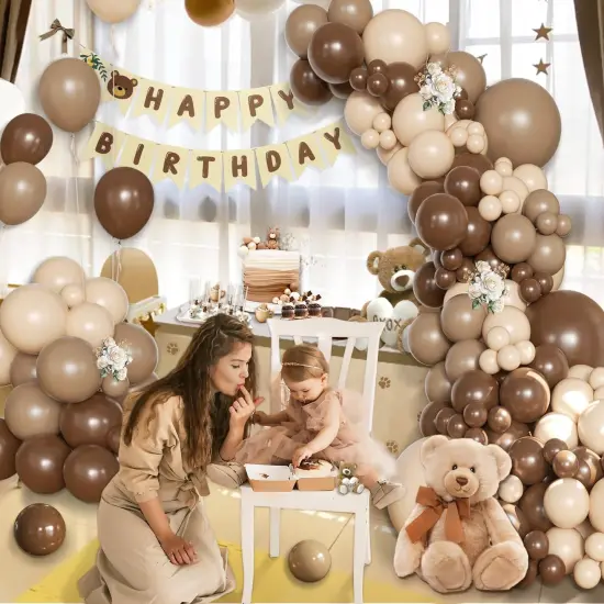 Brown Balloon Arch Kit 138 Pcs Neutral Balloon Arch Garland Kit Include Brown Beige Nude Tan Balloons for Baby Shower Gender Reveal Wedding Birthday Party Decoration (Brown and Beige) {5}