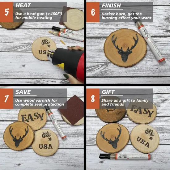 Wood Burning Pen Kit, 2 PCS Scorch Pens Equipped with 2 PCS Replacement Oblique Tip, Chemical Wood Burner Set, Suitable for Beginners of DIY Wood Burning Projects {5}