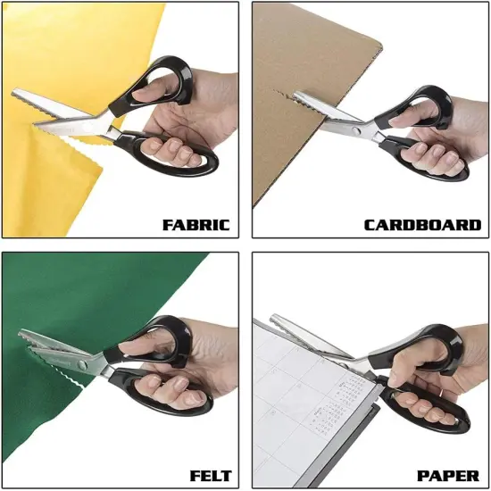 Fabric Pinking Shears Craft Scissors，Serrated Scalloped stainless Steel Handled Professional Sewing black Scissors, Scissors for Leather, Tailoring, Paper Crafts Hand shears etc. (Scalloped18mm) {5}