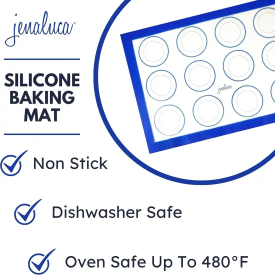 Silicone Baking Mat 2 Pack Non Stick with Cookie Measurements Heat Resistant for Cookies & Other Pastries or Meat,Pastry Mat,Non Slip- 16.5 x 11.6 {2}