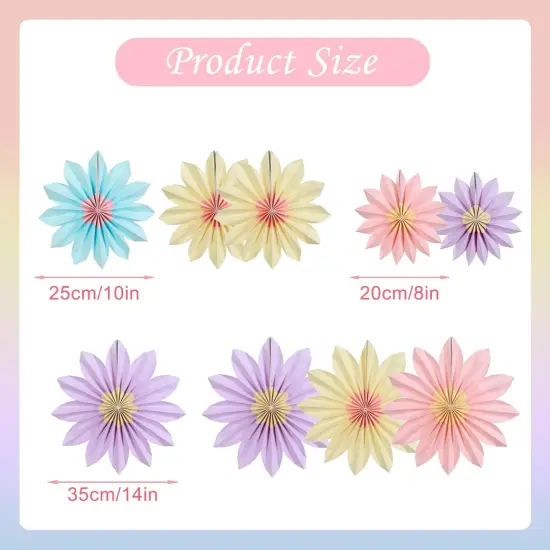 Sunflower Party Decorations Pastel Paper Fans Party Decor Summer Beige Spring Decoration Blue Pink Hanging Purple Flower Garland {3}