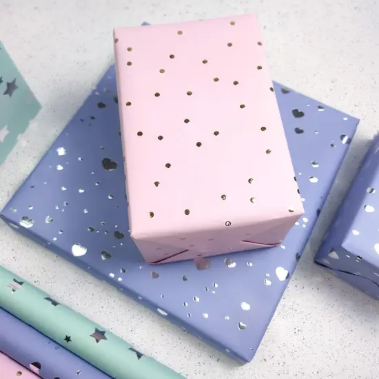 Mini Short Small Wrapping Paper Roll with Cut Lines on Reverse (17" X 120" Per Roll) {3}