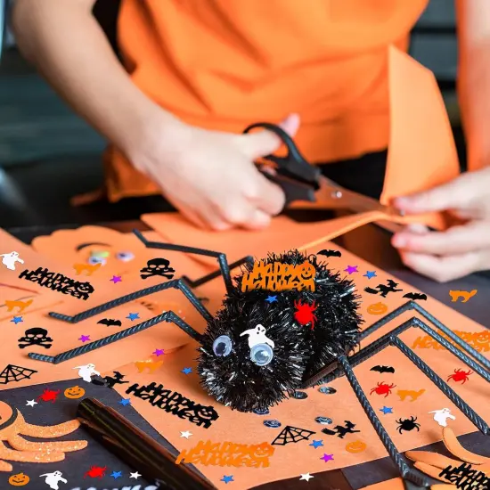 Halloween Party Table Scatter Confetti, Halloween Supplies Foil Metallic Sequins Confetti Trick Or Treat Party Sprinkles Confetti Decorations Pumpkin Bat Ghost Witch Skull Spider Decor, 60g {5}