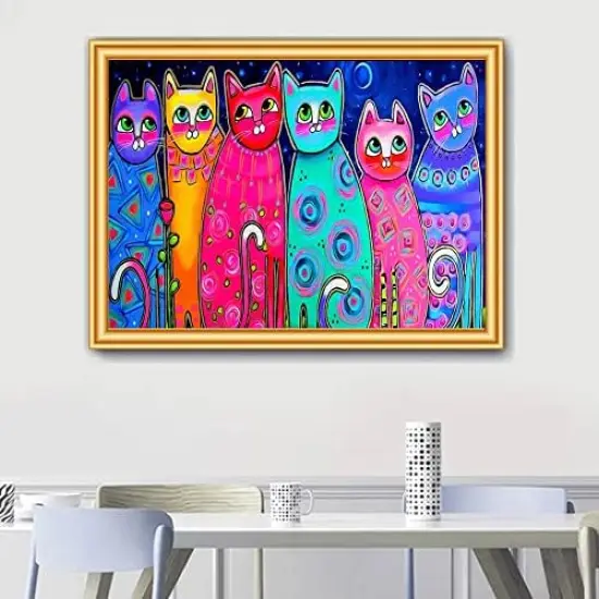 DIY 5D Diamond Painting Colorful Cat Kits for Adults Art Kids Round Full Drill Diamond,Cross Stitch Crystal Rhinestone Pictures Craft {2}
