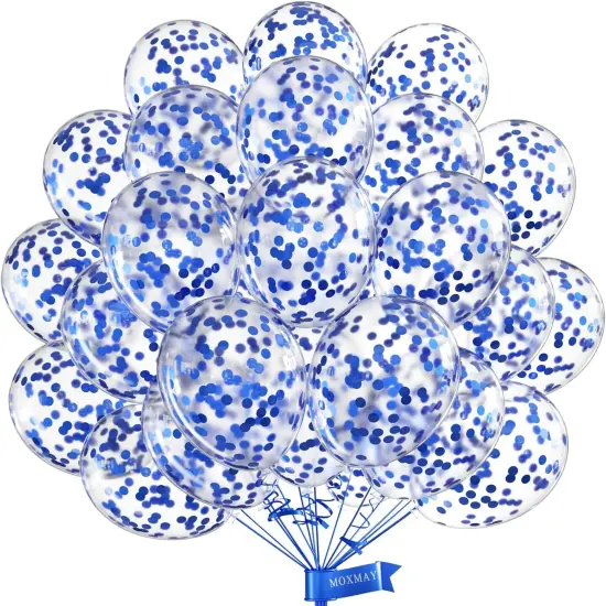 Blue Confetti Balloons Party Balloons 12inch 50 Pcs Latex Confetti Balloons Birthday Balloons Party Decoration Wedding Baby Shower Christmas Party-Confetti Blue {1}