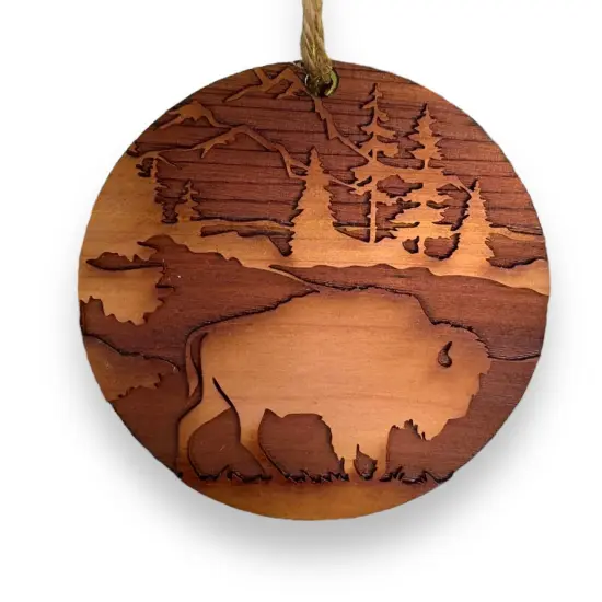 Free Range American Bison - Cedar Ornament {2}