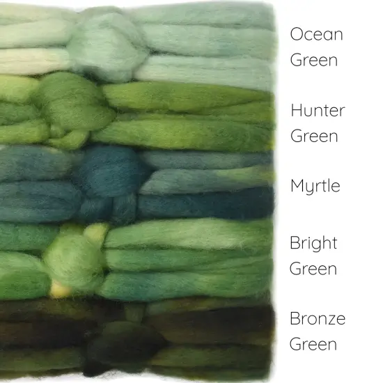 5oz BFL Hand Dyed Fiber - Soft Lustrous Wool Top Roving Pre-Drafted for Hand or Wheel Spinning, Felting, Blending, Weaving, and Crafts Greenery {3}