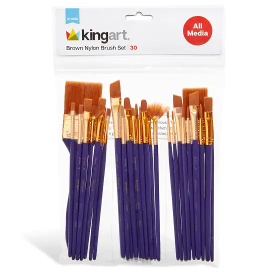 KINGART&reg; Gold Nylon Brush Set 30 pc {3}