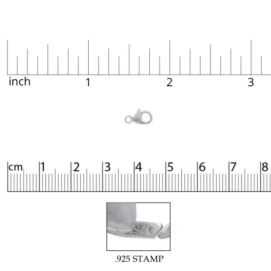 JewelrySupply Lobster Clasp w/Soldered Closed Ring 9x5mm 925 Sterling Silver {2}