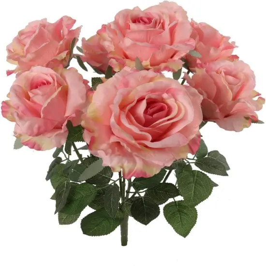 Pink Silk Rose Bush - 20" Lush Artificial Flowers 2-Pack {1}