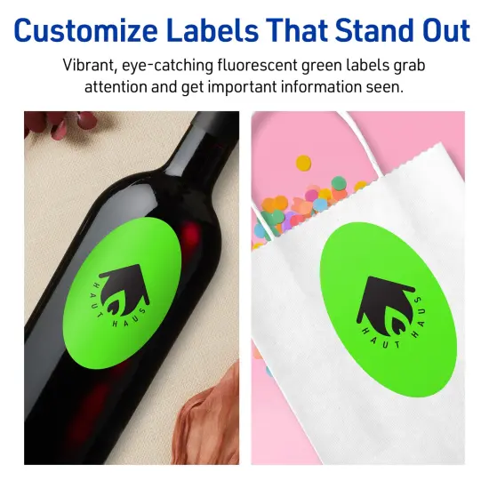 Avery Neon Green Paper Labels, 4" x 6" Oval {3}