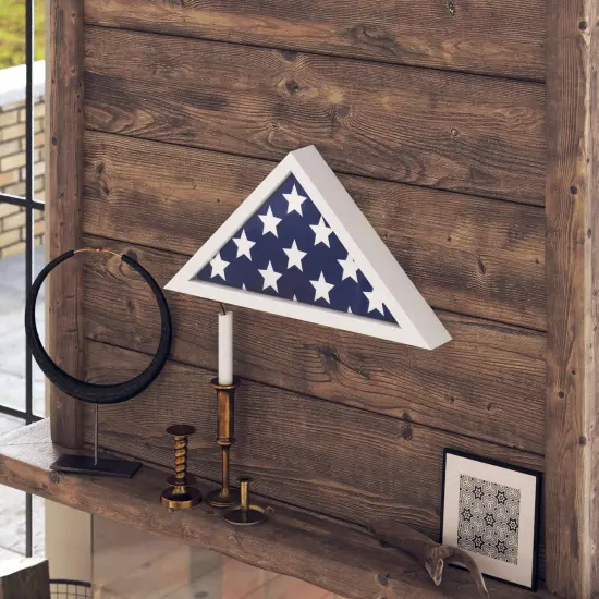 HBCY Creations Rustic Flag Case - SOLID WOOD Military Flag Display Case for 9.5 x 5 American Veteran Burial Flag, Wall Mounted Burial Flag Frame {11}