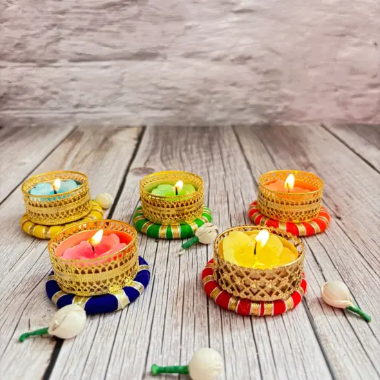 Bulk Small Tealight Candle Holder – Festive T-light Stand for Diwali, Navratri, Christmas, Hanukkah, Thanksgiving, Housewarming & Home Decor – Candle Stand for Centerpiece {6}