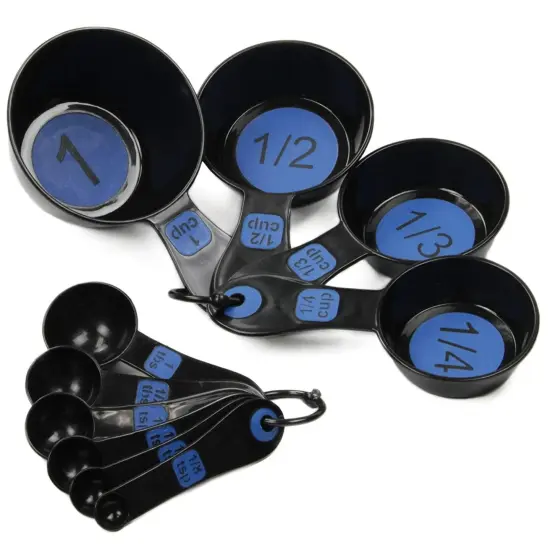 Chef Craft 10 Piece Easy Read Measuring Cups & Spoons Set - Black / Blue {1}