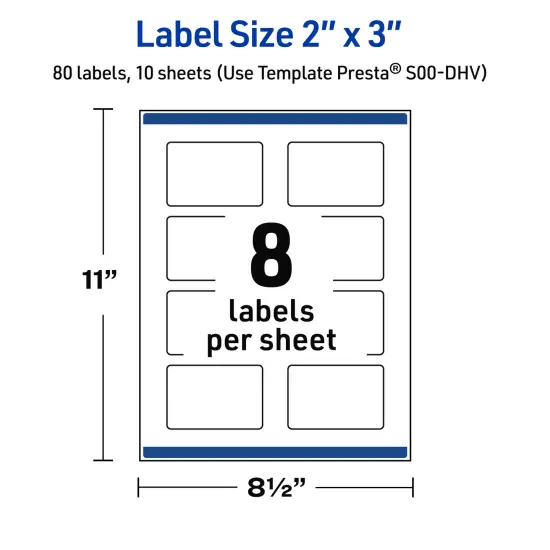 Avery Printable Rectangle Labels, Gold Border with Gold Dots, 2" x 3", Glossy White Rectangle Labels, Permanent, Laser/Inkjet, 80ct, Great for Product Labels {5}