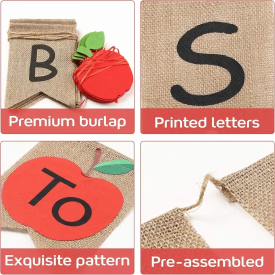 Back to School Burlap Banners Felt Apple Garland {3}
