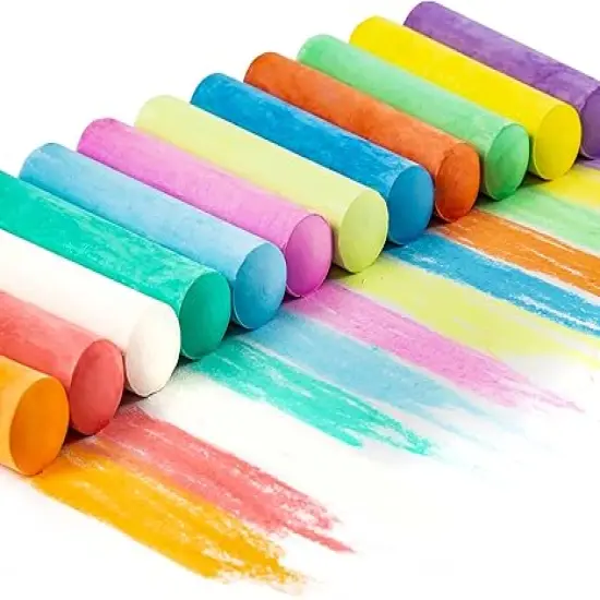 144PCS Washable Sidewalk Chalk Set in 12 Colors Non-Toxic Coloured Jumbo Chalk for Kids, Toddler Painting on Blackboard, Playground, Party {5}