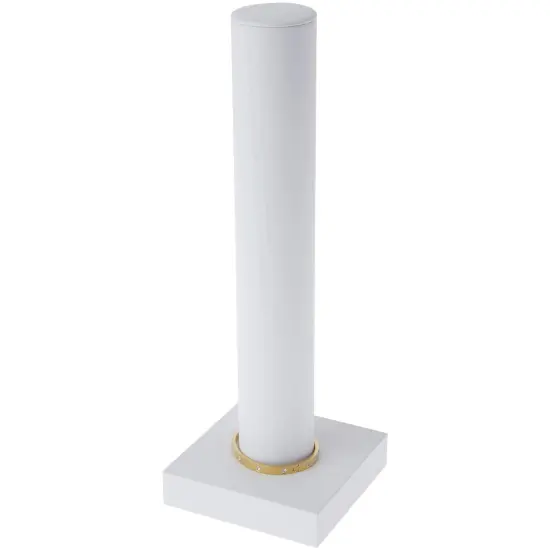 Plymor White Faux Leather Vertical Bracelet Display Stand, 4.625" W x 13" H {3}
