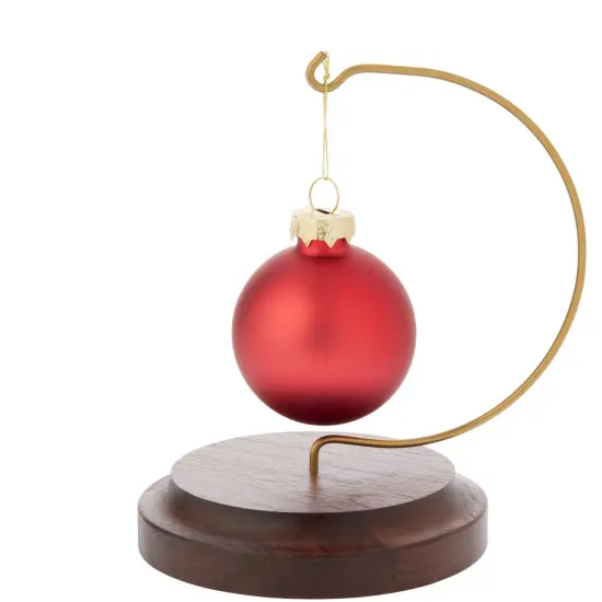 Plymor Wire Ornament Hanger Display with 3.75" Round Walnut Wood Base, 5.5" H {3}