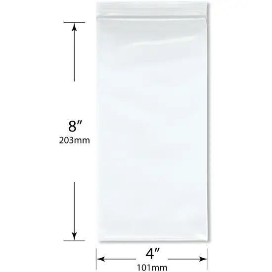 Plymor 4" x 8" (Pack of 100), 6 Mil Industrial Duty Zipper Reclosable Plastic Bags {3}