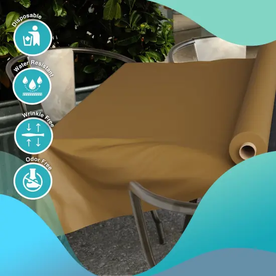 Exquisite Plastic Table Cover Roll &ndash; 40" x 300' Disposable Tablecloth Roll &ndash; Premium Thick 0.5 MIL Plastic Banquet Roll &ndash; Party Table Cover Roll for Events & Catering Gold {5}