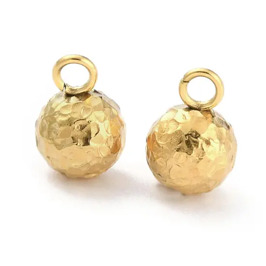 *25* 6mm Plated 304 Stainless Steel Hammered Ball Charms - Choose Your Color Silver (3381) {6}