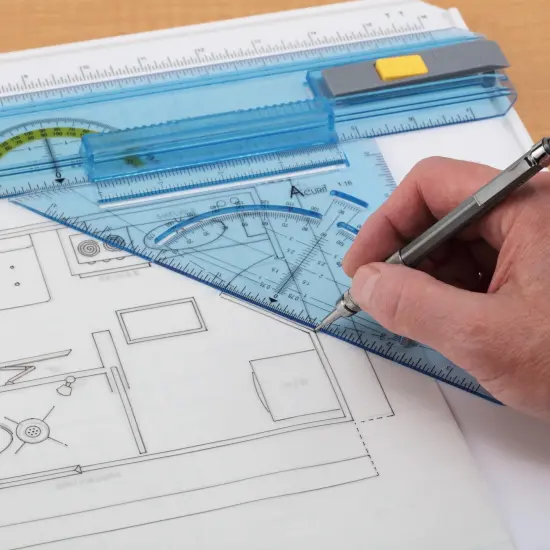 Acurit Technical Drawing Board - Portable Drafting Table with Multi-Tool Kit, Break-Resistant Plastic, Straight-Edge Lock Mechanism, Transparent Ruler, Protractor, Clamping Rail - 14.5"x19.75" {5}