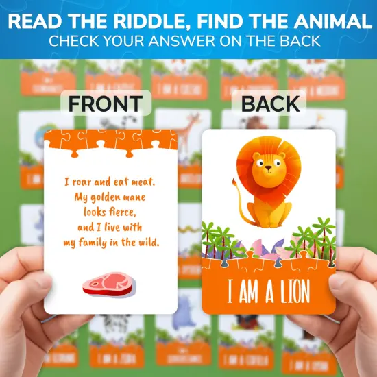 70 Pcs Search and Find Riddle Puzzles with Cards for Kids | Africa {3}