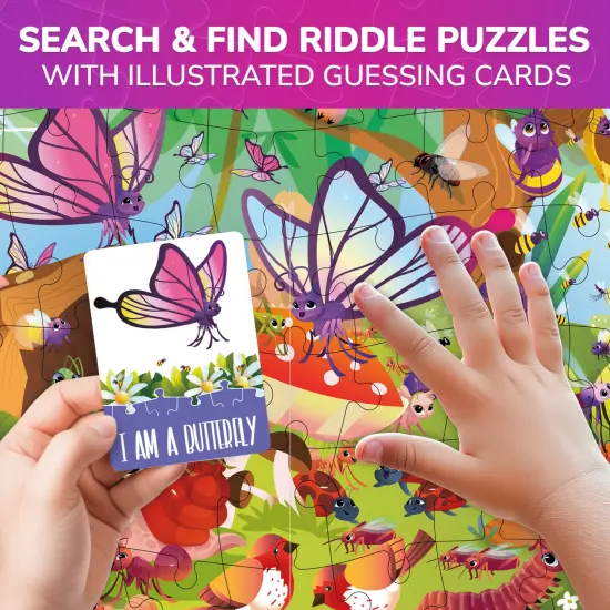 70 Pcs Search and Find Riddle Puzzles with Cards for Kids | Bugs {3}