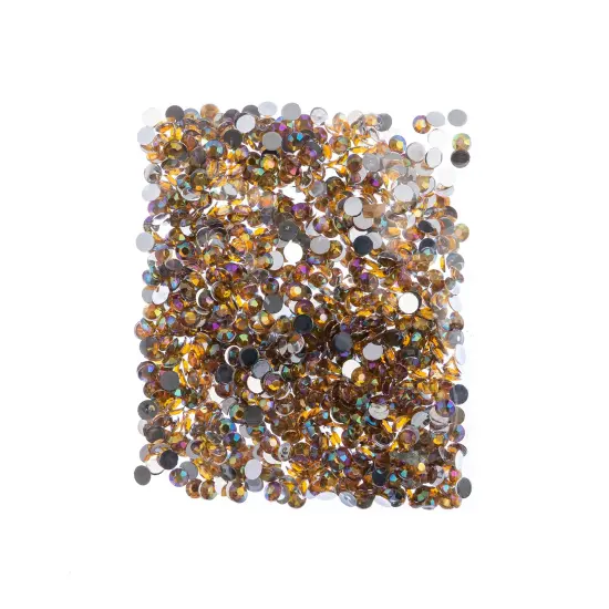 John Bead 6mm (SS28) Round Acrylic Flat Back Rhinestones, 1000pcs Gold AB {4}