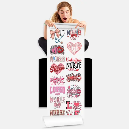 Valentine Nurse Love, Lies & Needles DTF Transfer 22x60 - Direct-to-Film Gang Sheet, Ready-to-Press Valentine Nurse Design for Apparel {1}