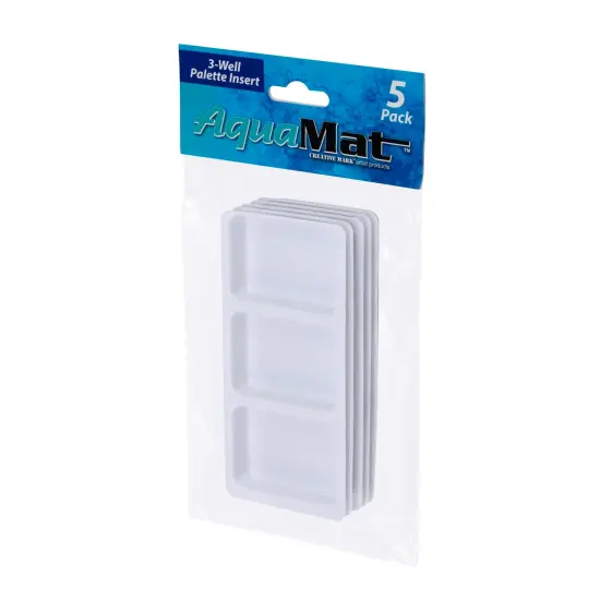 Creative Mark AquaMat 3-Well Palette Insert 5 Pack - Plastic Paint Palette for Artists, Watercolor Tray with 3 Mixing Wells, Easy to Clean, Reusable Paint Mixing Palette for AquaMat Silicone Mat {7}