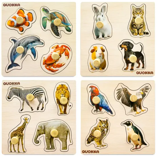4 Set Wooden Puzzles for Toddlers 1-3 | Animal {1}