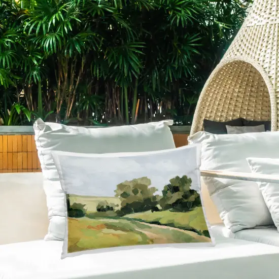 Abstract Country Pathway Design by Victoria Barnes Outdoor Printed Pillow  {2}