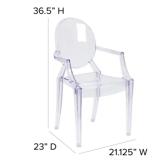 Emma and Oliver 4 Pack Ghost Chair with Arms Clear {4}