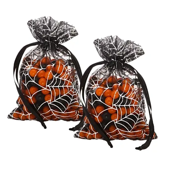Spider Web Fabric Bags Elegant 4&rdquo; x 6&rdquo; Party Favor Pouches {2}