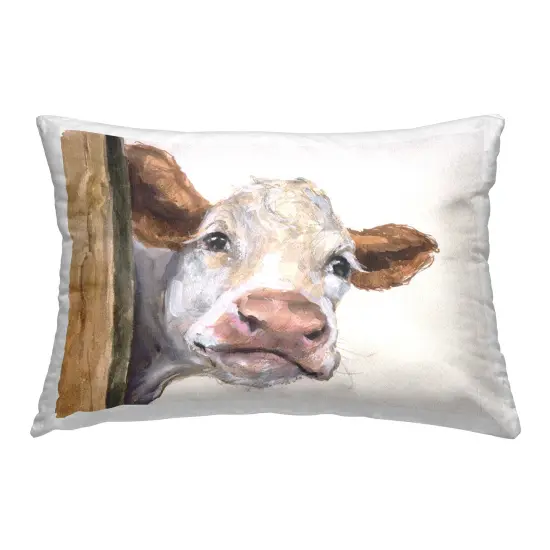 Smiling Peeking Cow Design by GeorgeDyachenkoArt Throw Pillow  {1}