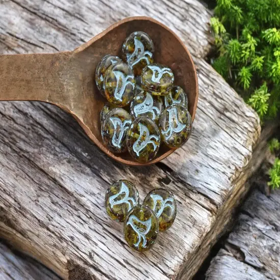 *15* 12mm Turquoise Washed Topaz Picasso Bird Coin Beads {1}