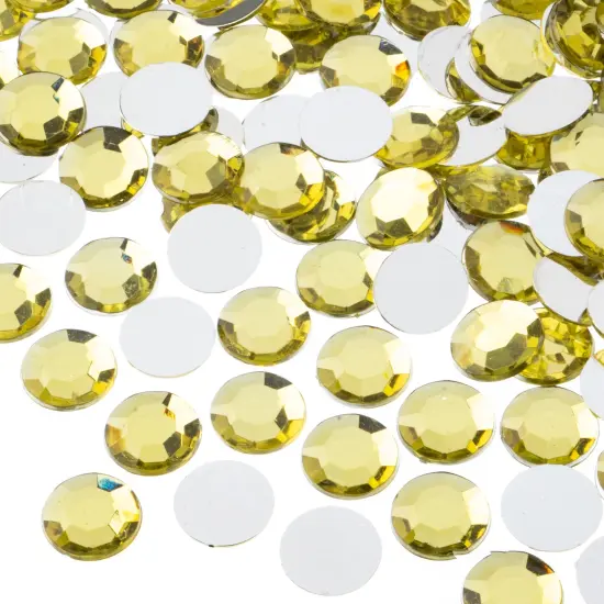 John Bead 12mm (SS50) Round Acrylic Flat Back Rhinestones, 400pcs Yellow {1}
