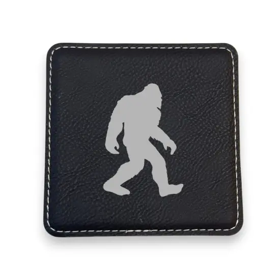 Coaster - Bigfoot Sasquatch - SET OF 2 - Leather or Stitched Cork Dark Brown/Black {3}